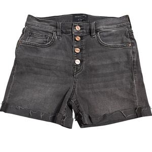 Sanctuary Denim Shorts Women's Size 27 Black High Rise Cuffed Button Fly Pockets